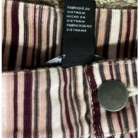 Forever 21 Womens Miniskirt Medium Burgundy/Ivory Stripe Corduroy Mini Skirt Y2K - Picture 3 of 5